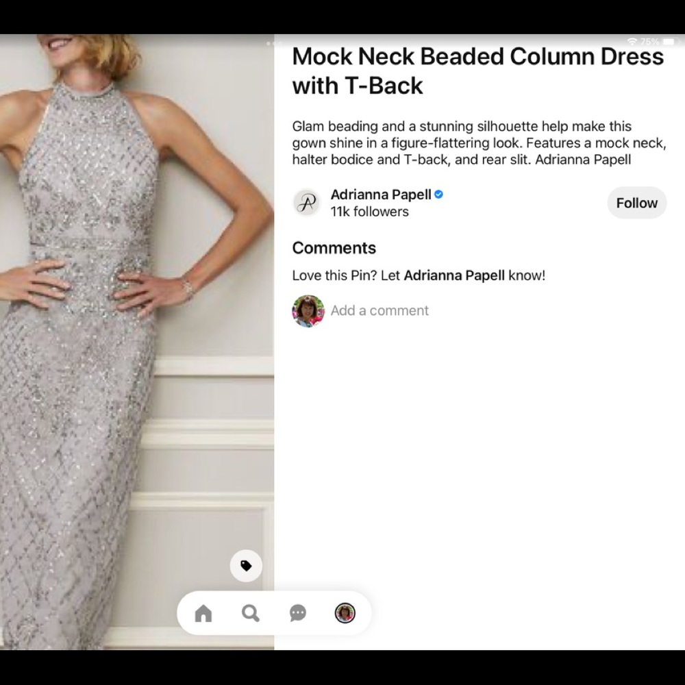 Adrianna Papell Halter Beaded Column Dress with T-Back